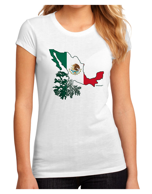 Mexican Roots - Mexico Outline Mexican Flag Juniors Sublimate Tee by TooLoud-Womens T-Shirt-TooLoud-White-Small-Davson Sales