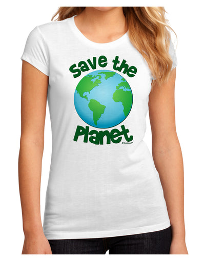 Save the Planet - Earth Juniors Sublimate Tee-TooLoud-White-Small-Davson Sales