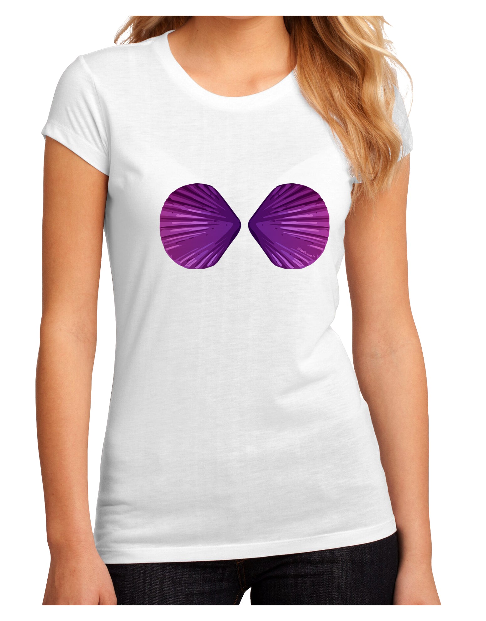 Mermaid Shell Bra Purple Juniors Petite Sublimate Tee by TooLoud-Womens T-Shirt-TooLoud-White-Small-Davson Sales