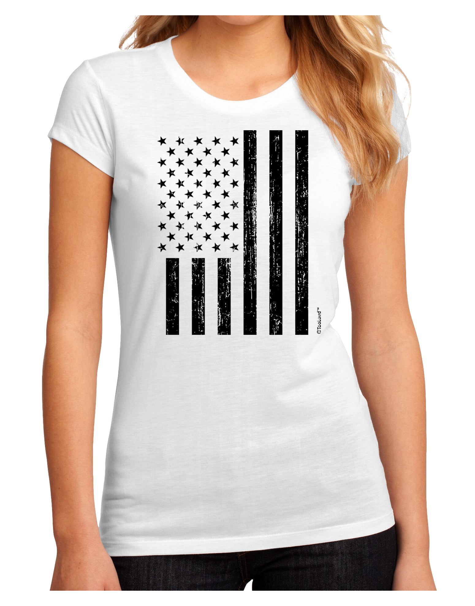 Stamp Style American Flag - Distressed Juniors Sublimate Tee by TooLoud-Womens T-Shirt-TooLoud-White-Small-Davson Sales