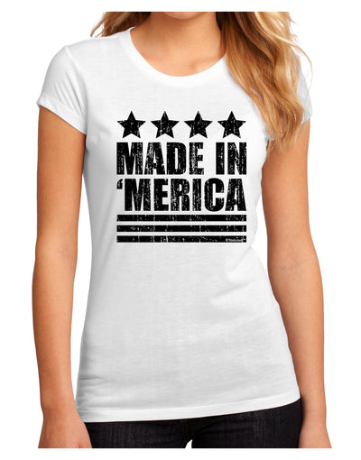 Made in Merica - Stars and Stripes Design Juniors Sublimate Tee-TooLoud-White-Small-Davson Sales