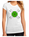 Clover and Crossbones Juniors Petite Sublimate Tee by TooLoud-TooLoud-White-Small-Davson Sales