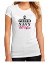 Proud Navy Wife Juniors Petite Sublimate Tee-TooLoud-White-Small-Davson Sales