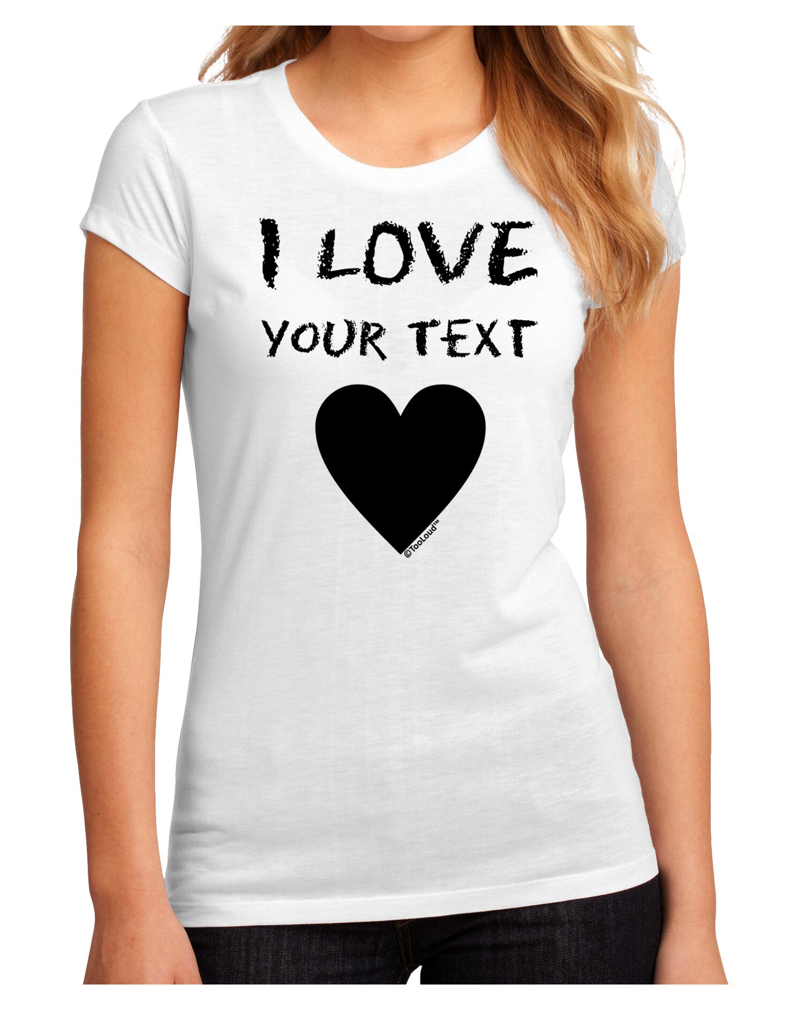 Personalized I Love Customized Juniors Sublimate Tee-Womens T-Shirt-TooLoud-White-Small-Davson Sales