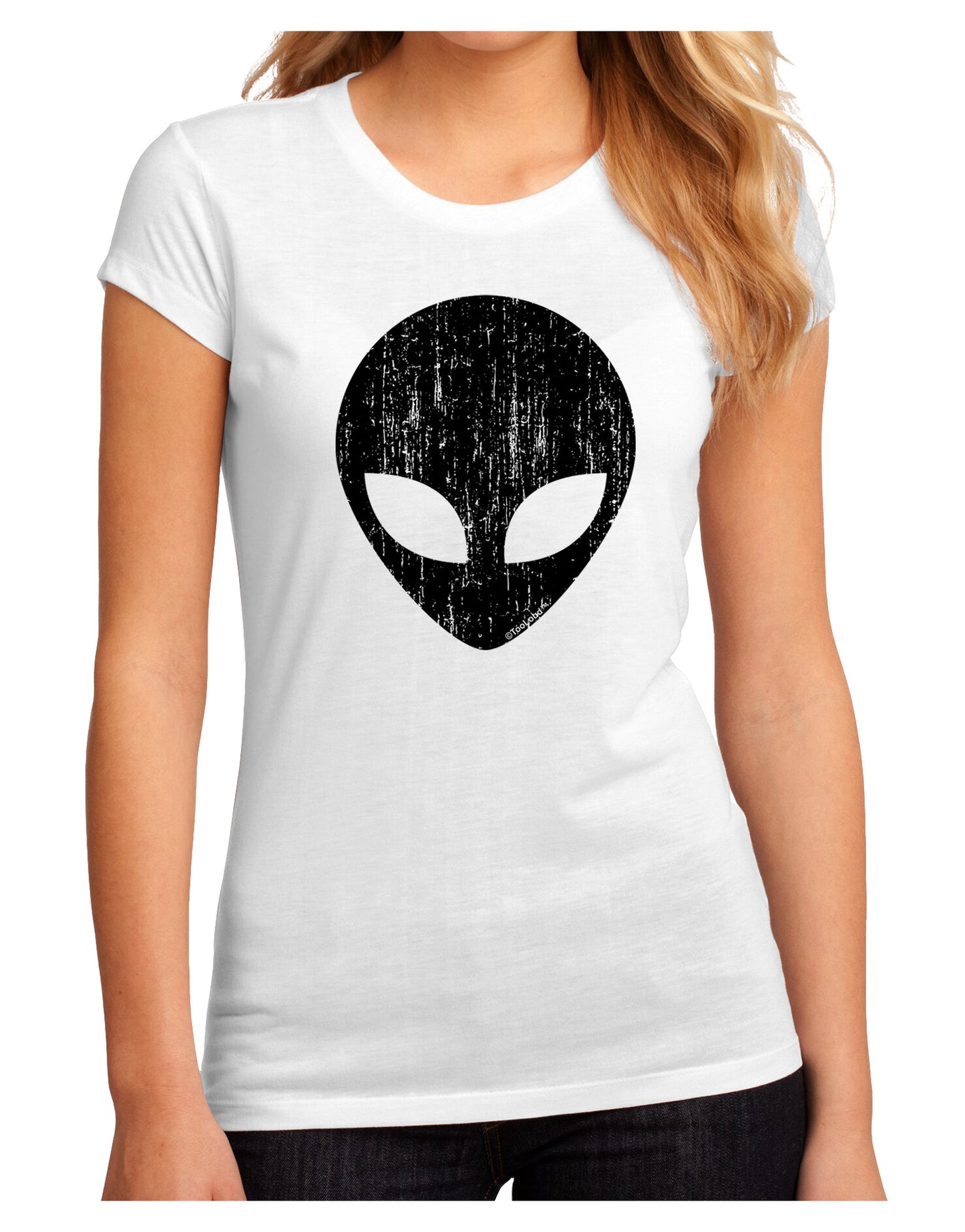 Extraterrestrial Face - Alien Distressed Juniors Sublimate Tee by TooLoud-Womens T-Shirt-TooLoud-White-Small-Davson Sales