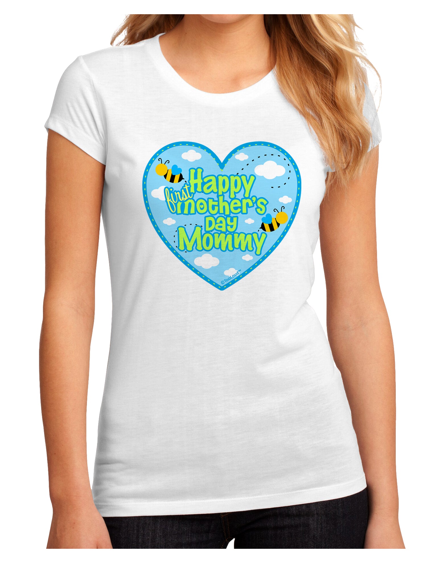 Happy First Mother's Day Mommy - Blue Juniors Sublimate Tee by TooLoud-Womens T-Shirt-TooLoud-White-Small-Davson Sales