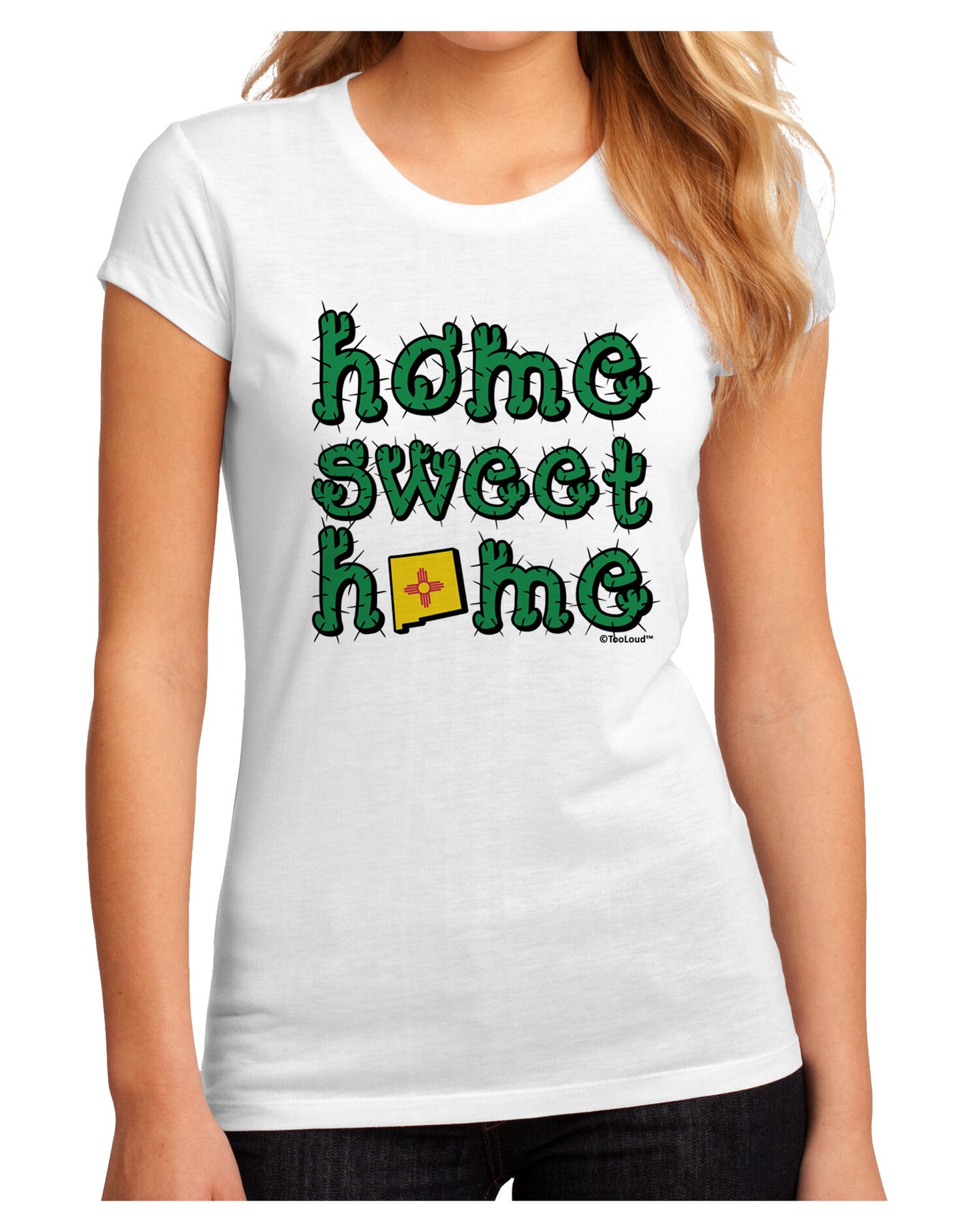 Home Sweet Home - New Mexico - Cactus and State Flag Juniors Sublimate Tee by TooLoud-Womens T-Shirt-TooLoud-White-Small-Davson Sales