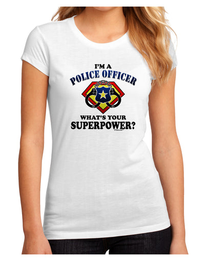 Police Officer - Superpower Juniors Petite Sublimate Tee-TooLoud-White-Small-Davson Sales