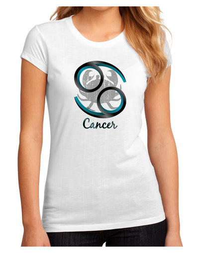 Cancer Symbol Juniors Petite Sublimate Tee-TooLoud-White-Small-Davson Sales