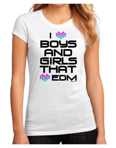 I Heart Boys and Girls That Heart EDM Juniors Sublimate Tee-TooLoud-White-Small-Davson Sales