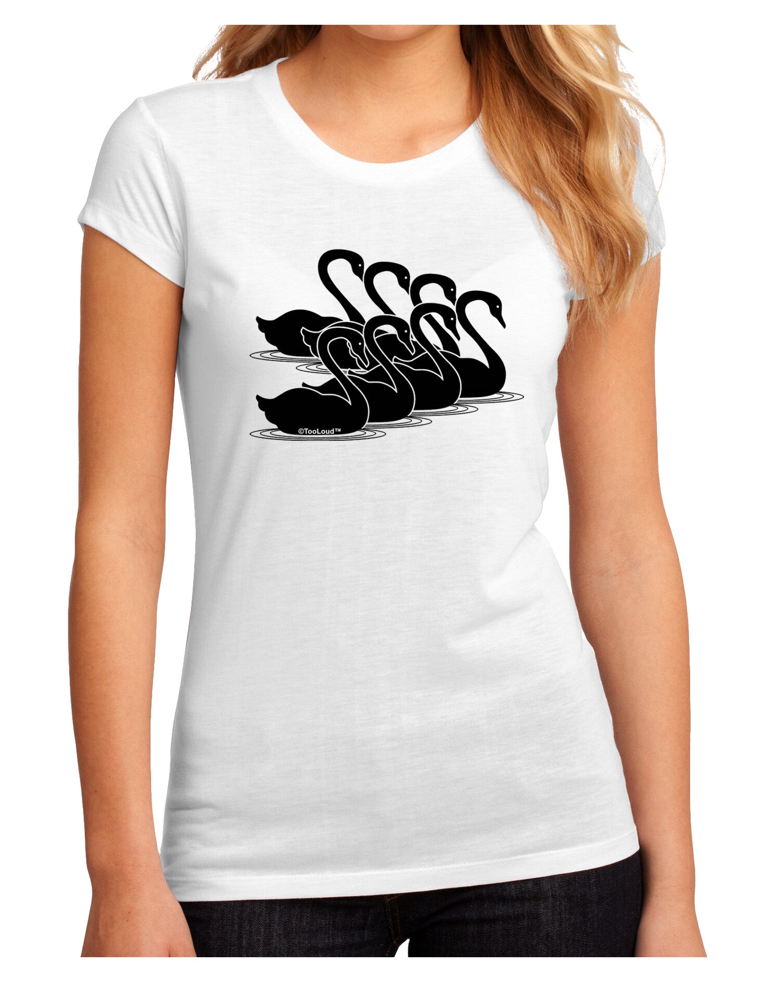 Seven Swans A Swimming Juniors Sublimate Tee-TooLoud-White-Small-Davson Sales