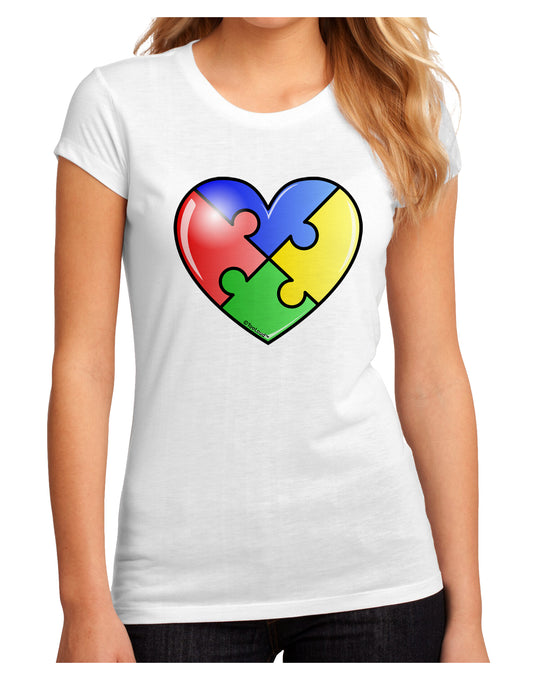 Big Puzzle Heart - Autism Awareness Juniors Sublimate Tee by TooLoud-Womens T-Shirt-TooLoud-White-Small-Davson Sales