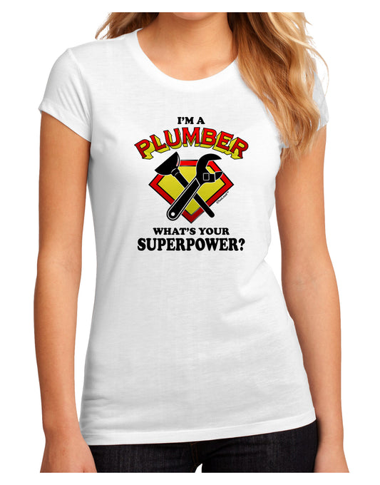 Plumber - Superpower Juniors Petite Sublimate Tee-TooLoud-White-Small-Davson Sales
