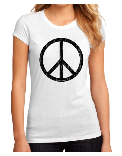 Peace Sign Symbol - Distressed Juniors Sublimate Tee-TooLoud-White-Small-Davson Sales