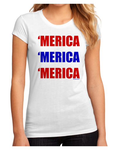 Merica Merica Merica - Red and Blue Juniors Sublimate Tee-TooLoud-White-Small-Davson Sales