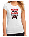Nurse By Day Gamer By Night Juniors Petite Sublimate Tee-TooLoud-White-Small-Davson Sales