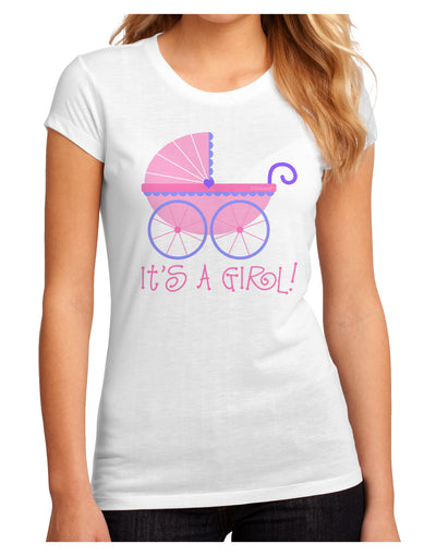 It's a Girl - Baby Carriage Juniors Sublimate Tee-TooLoud-White-Small-Davson Sales