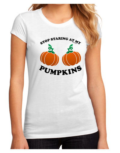 Stop Staring At My Pumpkins Juniors Petite Sublimate Tee by TooLoud-Womens T-Shirt-TooLoud-White-Small-Davson Sales