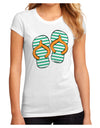 Striped Flip Flops - Teal and Orange Juniors Sublimate Tee-TooLoud-White-Small-Davson Sales