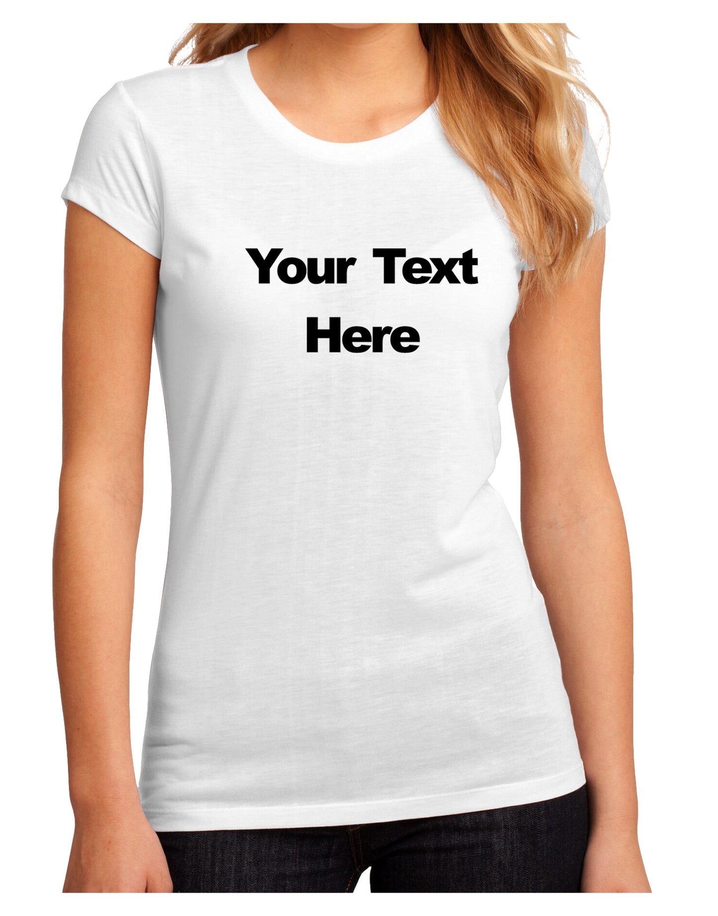 Enter Your Own Words Customized Text Juniors Petite Sublimate Tee-TooLoud-White-Small-Davson Sales