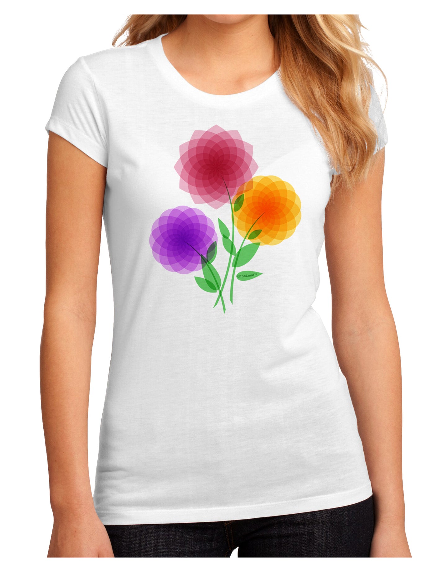 Crystal Dahlias Juniors Petite Sublimate Tee-TooLoud-White-Small-Davson Sales