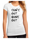 Suns Out Guns Out Juniors Sublimate Tee-TooLoud-White-Small-Davson Sales