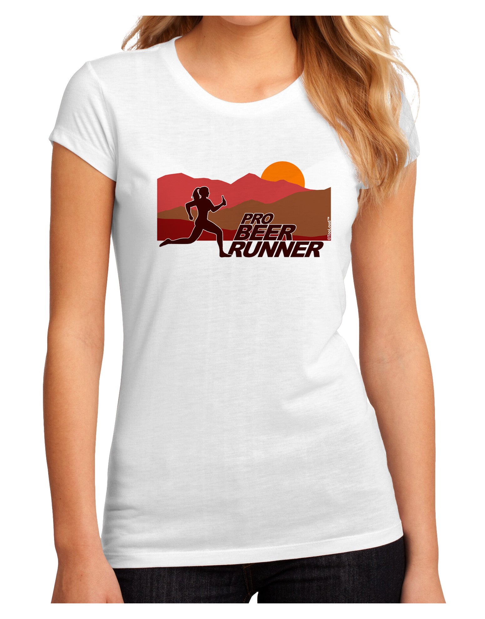 Pro Beer Runner Woman Juniors Petite Sublimate Tee-TooLoud-White-Small-Davson Sales