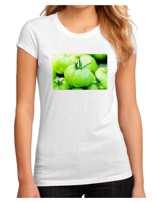Watercolor Green Tomatoes Juniors Sublimate Tee-TooLoud-White-Small-Davson Sales