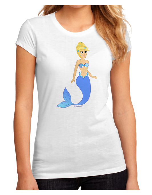 Mermaid Design - Blue Juniors Sublimate Tee-TooLoud-White-Small-Davson Sales