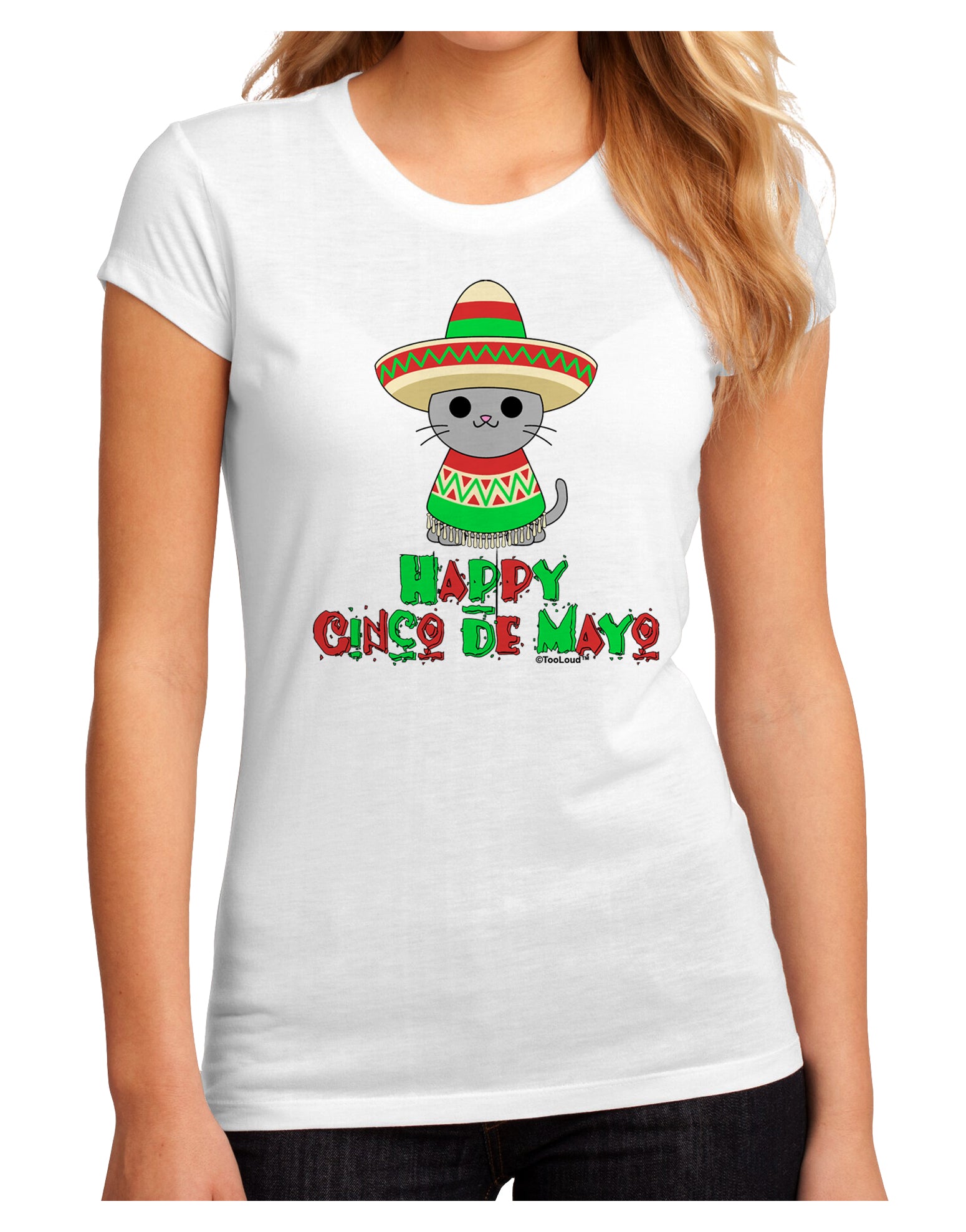 Happy Cinco de Mayo Cat Juniors Sublimate Tee by TooLoud-Womens T-Shirt-TooLoud-White-Small-Davson Sales