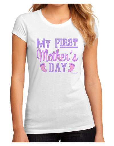 My First Mother's Day - Baby Feet - Pink Juniors Sublimate Tee by TooLoud-Womens T-Shirt-TooLoud-White-Small-Davson Sales