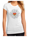 Pretty Daisy Heart Juniors Petite Sublimate Tee-Womens T-Shirt-TooLoud-White-Small-Davson Sales