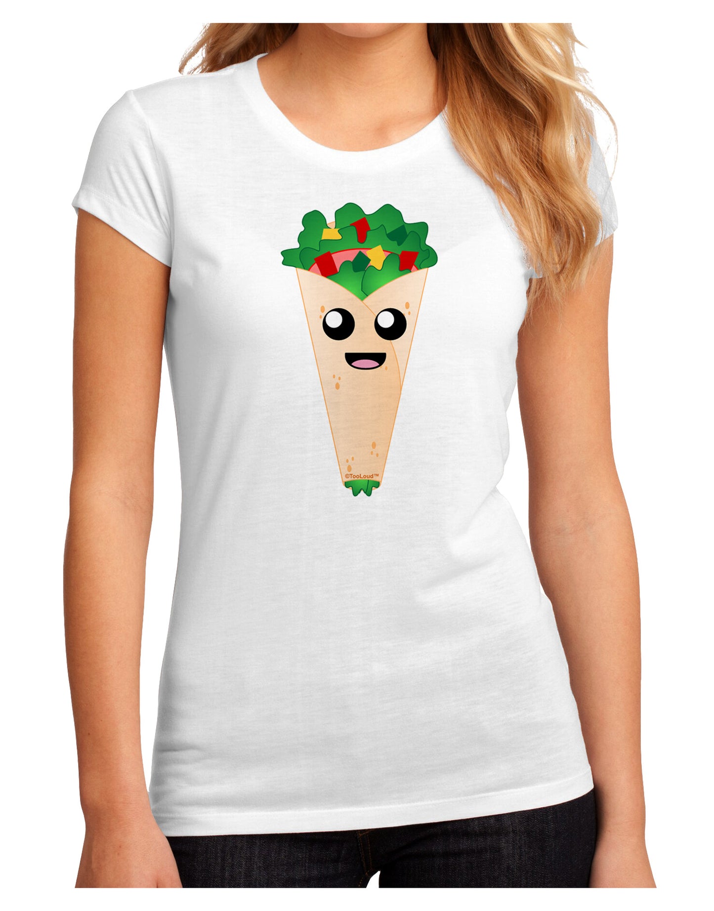 Cute Wrap Juniors Sublimate Tee-TooLoud-White-Small-Davson Sales