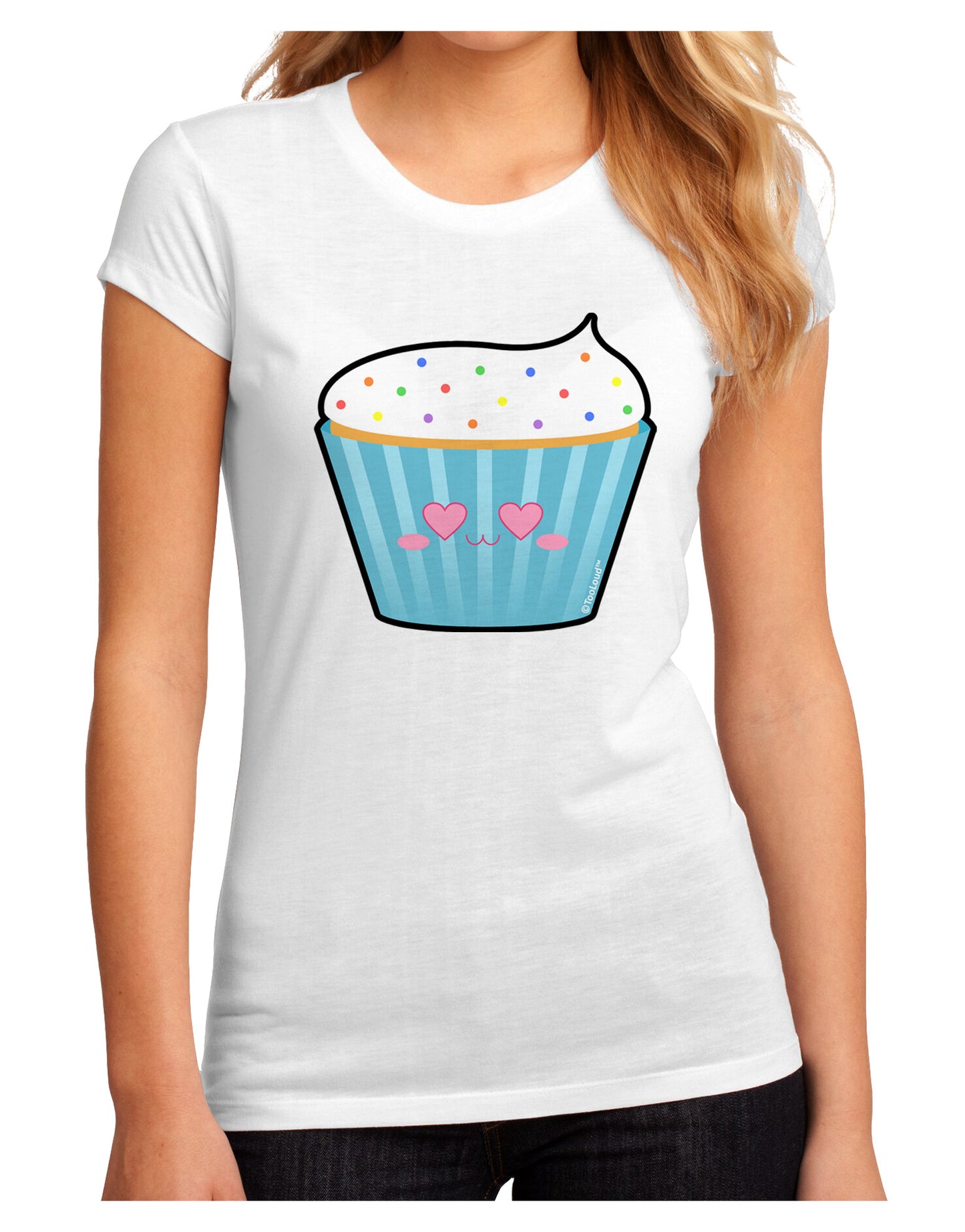 Cute Cupcake with Sprinkles - Heart Eyes Juniors Sublimate Tee by TooLoud-Womens T-Shirt-TooLoud-White-Small-Davson Sales