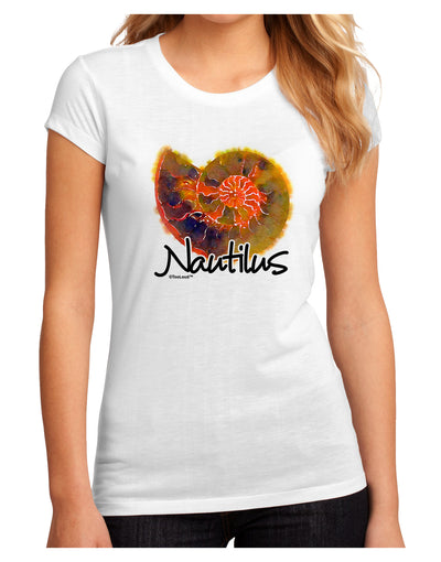 Nautilus Fossil Watercolor Text Juniors Sublimate Tee-TooLoud-White-Small-Davson Sales