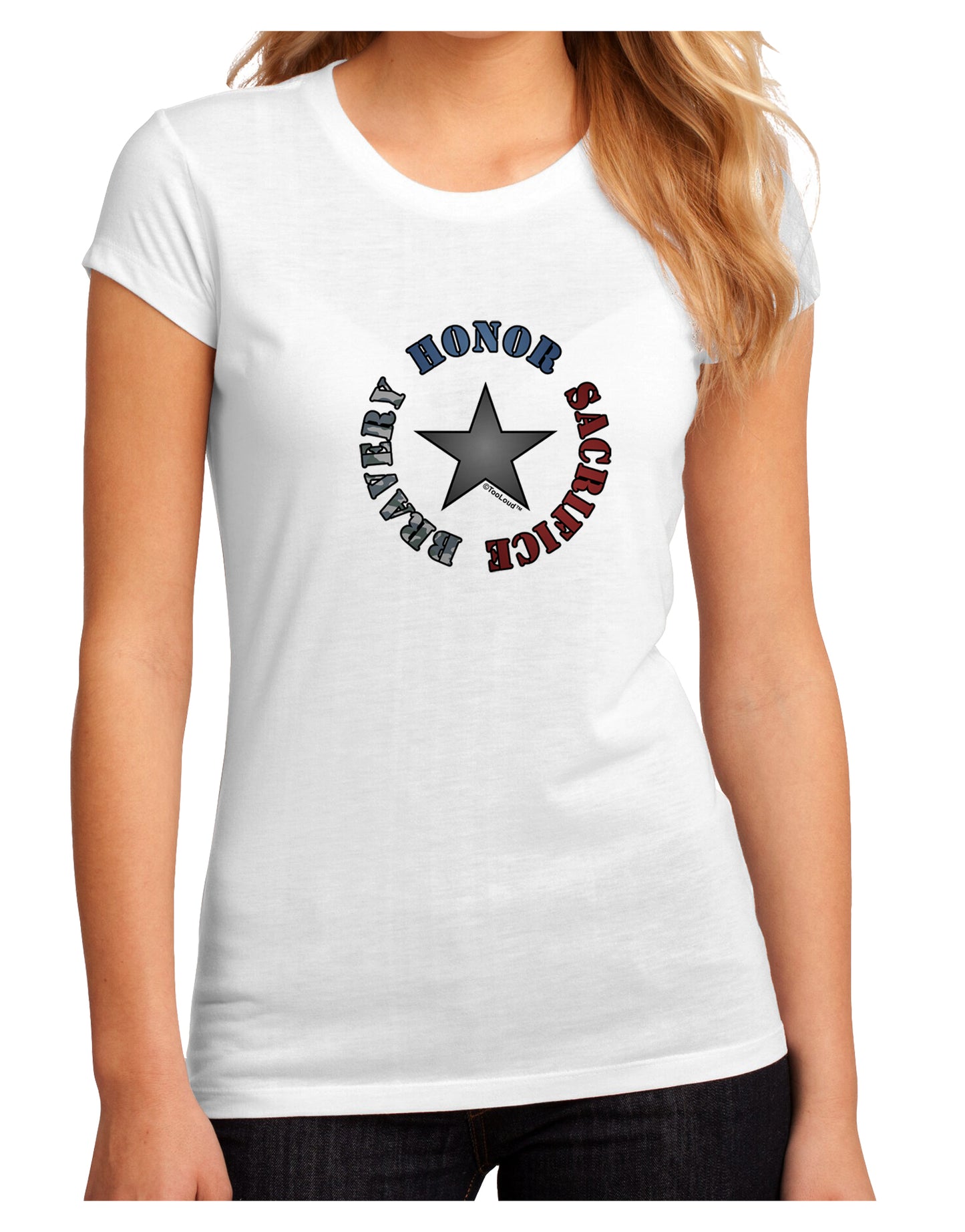 Honor Sacrifice Bravery Juniors Petite Sublimate Tee by TooLoud-Womens T-Shirt-TooLoud-White-Small-Davson Sales