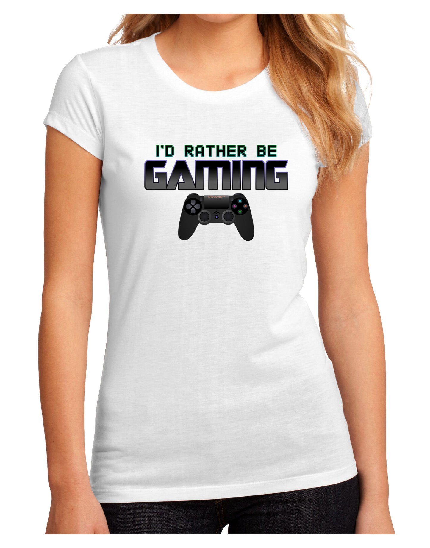 I'd Rather Be Gaming Juniors Petite Sublimate Tee-Womens T-Shirt-TooLoud-White-Small-Davson Sales