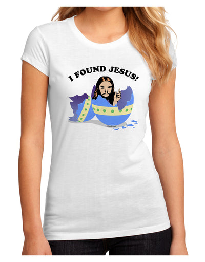 I Found Jesus - Easter Egg Juniors Petite Sublimate Tee-TooLoud-White-Small-Davson Sales