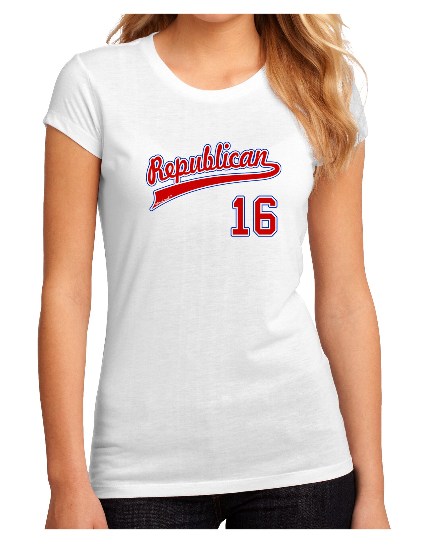 Republican Jersey 16 Juniors Petite Sublimate Tee-TooLoud-White-Small-Davson Sales