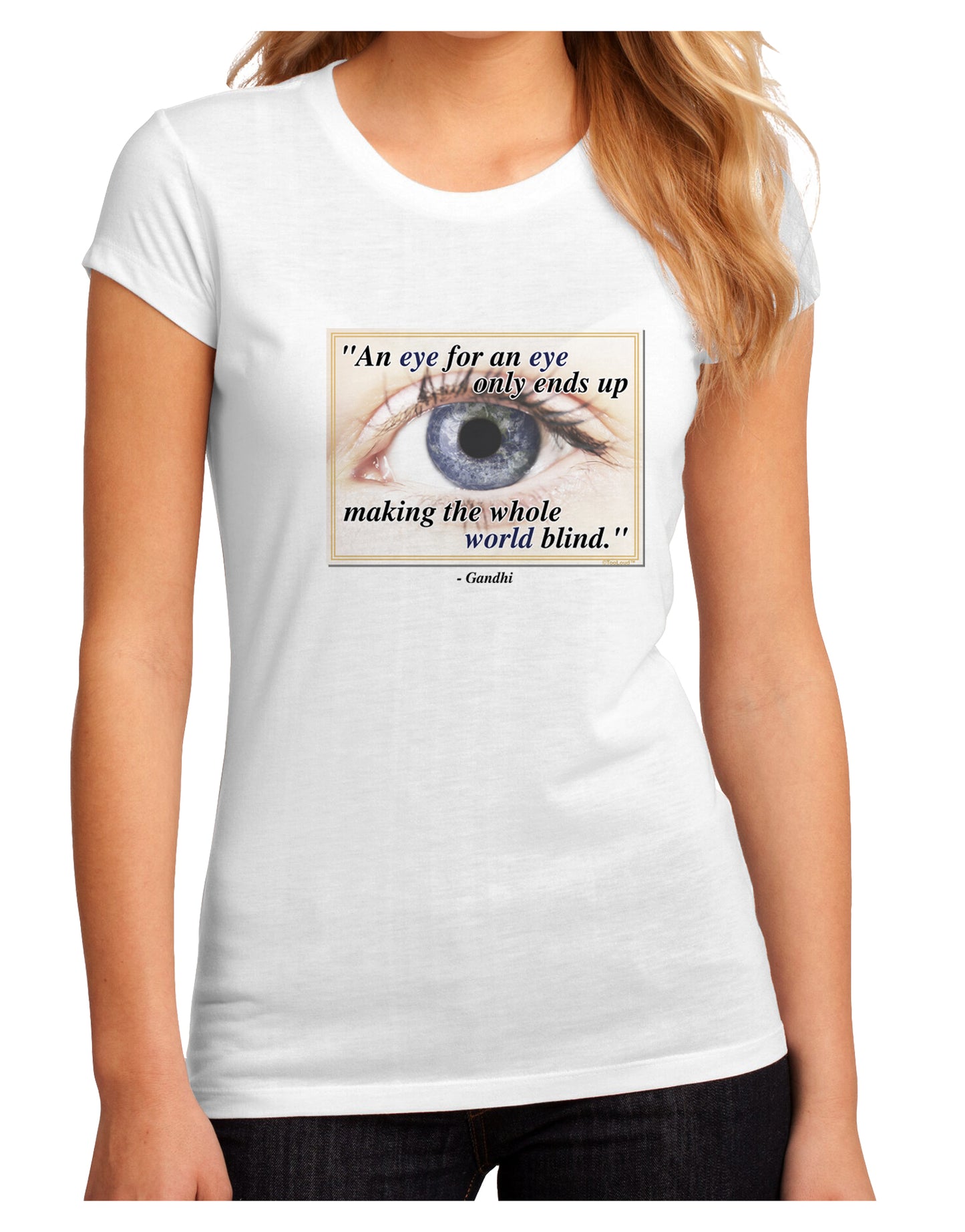 Eye For An Eye Gandhi Juniors Petite Sublimate Tee by TooLoud-Womens T-Shirt-TooLoud-White-Small-Davson Sales