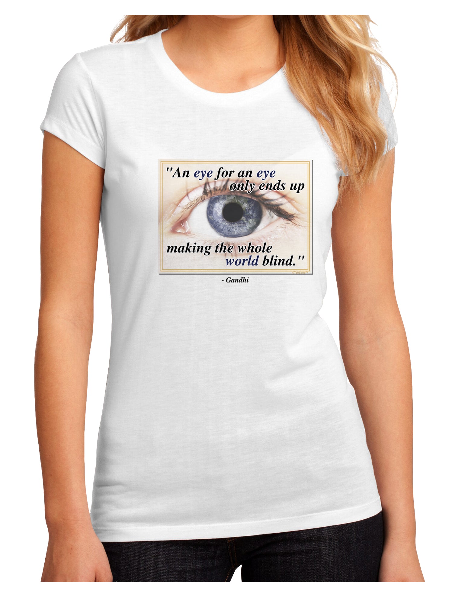 Eye For An Eye Gandhi Juniors Petite Sublimate Tee by TooLoud-Womens T-Shirt-TooLoud-White-Small-Davson Sales