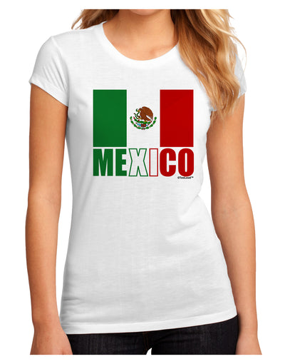 Mexican Flag - Mexico Text Juniors Sublimate Tee by TooLoud-Womens T-Shirt-TooLoud-White-Small-Davson Sales