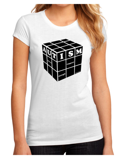 Autism Awareness - Cube B & W Juniors Sublimate Tee-TooLoud-White-Small-Davson Sales