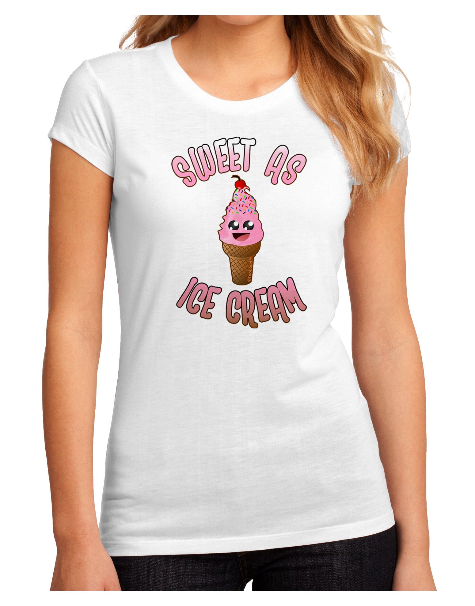 Cute Ice Cream Cone - Sweet As Ice Cream Juniors Petite Sublimate Tee-Womens T-Shirt-TooLoud-White-Small-Davson Sales