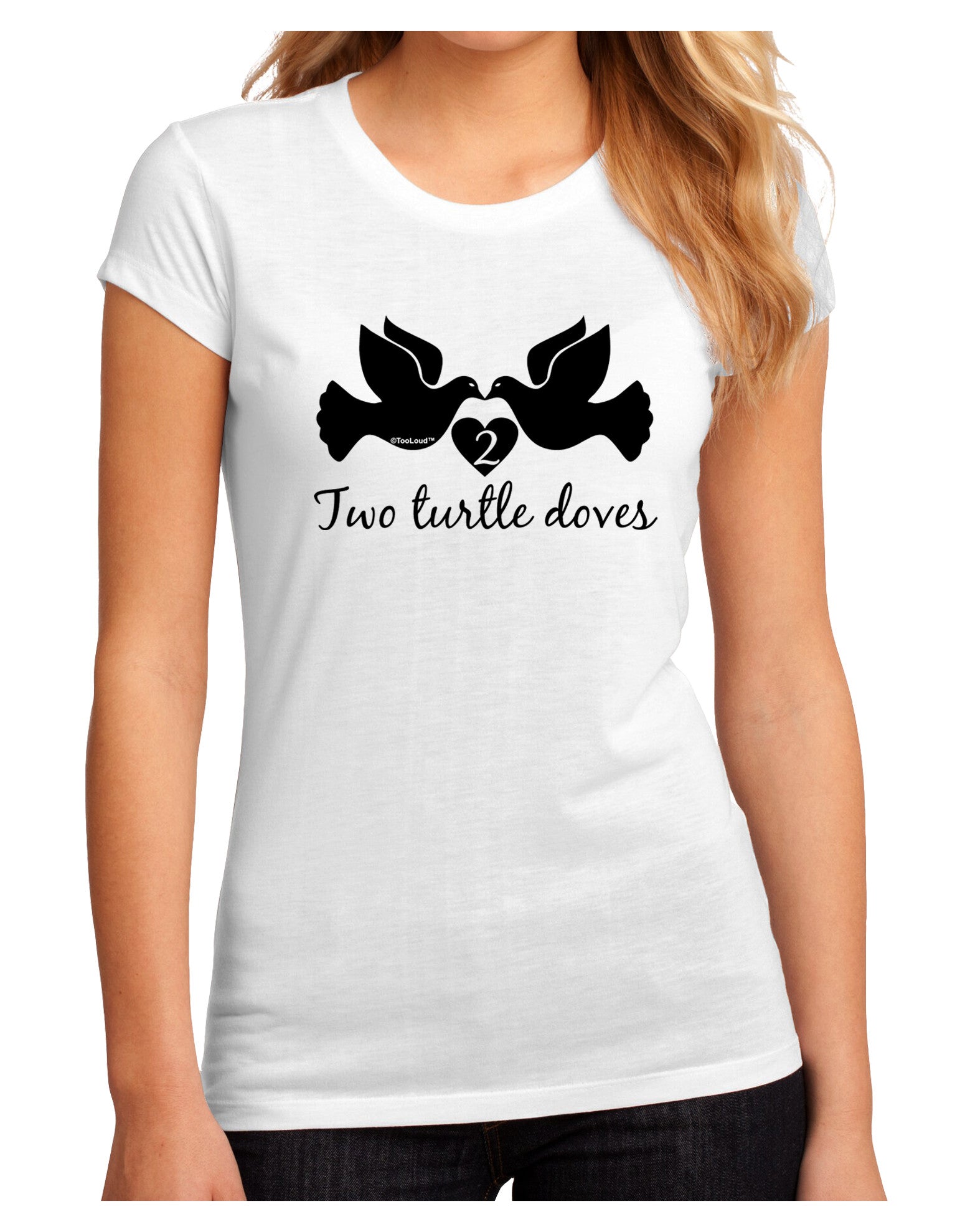 Two Turtle Doves Text Juniors Sublimate Tee-TooLoud-White-Small-Davson Sales
