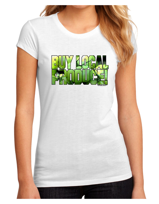 Buy Local - Green Tomatoes Text Juniors Sublimate Tee-TooLoud-White-Small-Davson Sales
