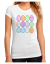 Cute Faux Applique Easter Eggs Juniors Petite Sublimate Tee-TooLoud-White-Small-Davson Sales