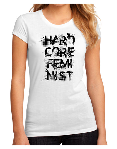 Hardcore Feminist Juniors Sublimate Tee-TooLoud-White-Small-Davson Sales