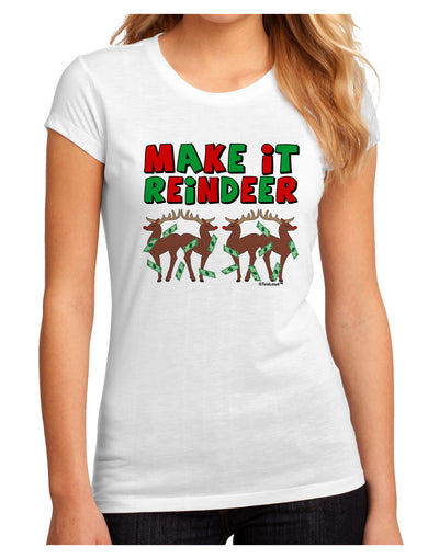 Make It Reindeer Juniors Petite Sublimate Tee-TooLoud-White-Small-Davson Sales