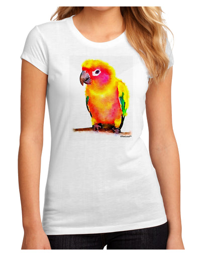 Sun Conure Parrot Watercolor Juniors Sublimate Tee-TooLoud-White-Small-Davson Sales